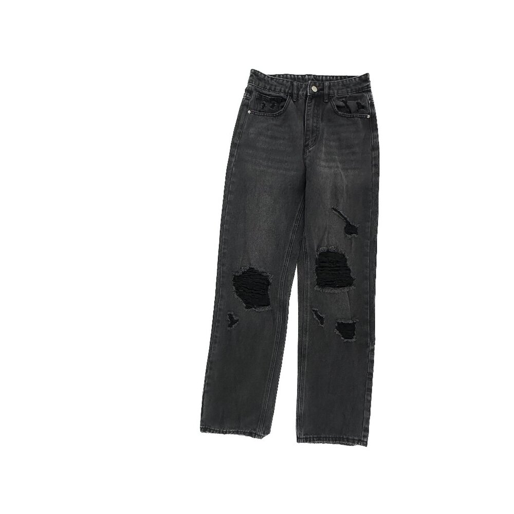 Shein Distressed Straight Women's size XS Black Denim jeans